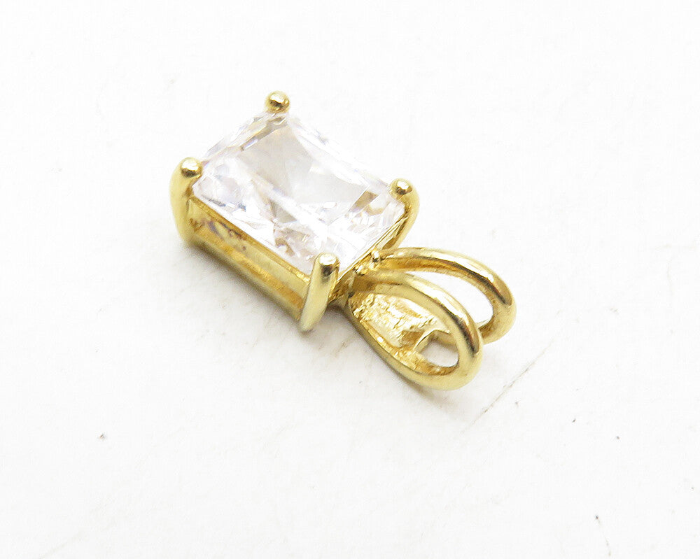 ROSS SIMON 925 Silver  Petite Cubic Zirconia Gold Plated Drop Pendant  PT7543