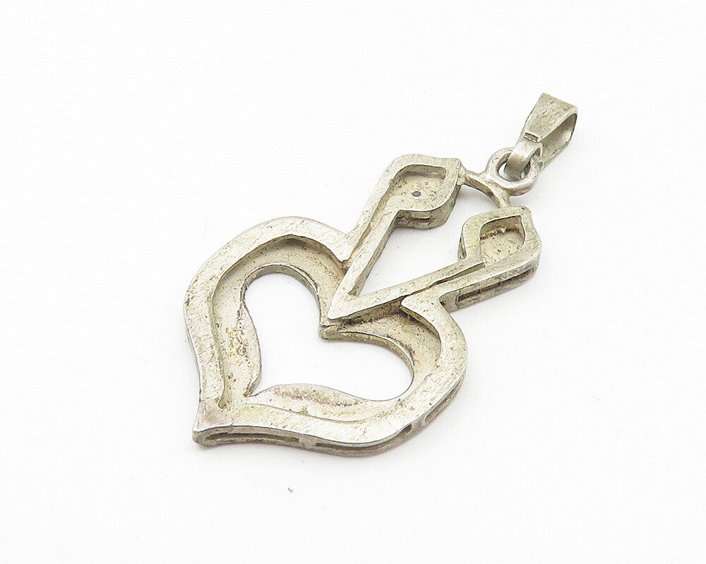 925 Sterling Silver  Vintage Dark Tone Textured Love Heart Pendant  PT8877