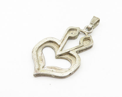 925 Sterling Silver  Vintage Dark Tone Textured Love Heart Pendant  PT8877