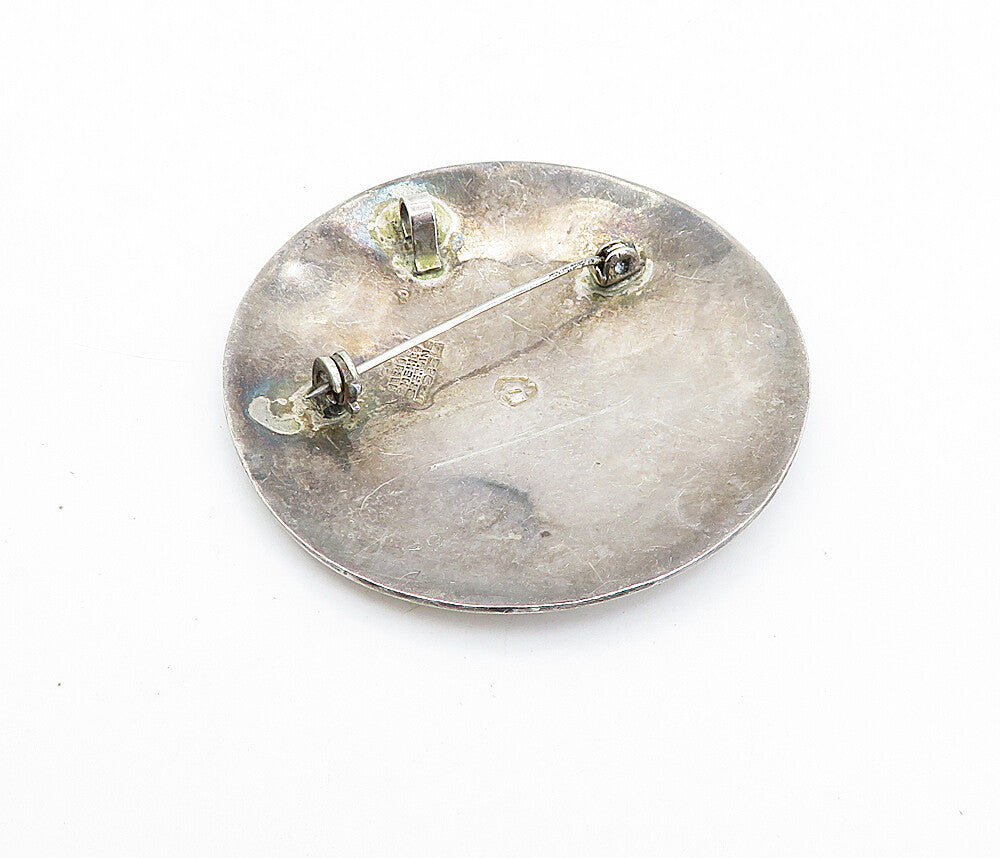 MEXICO 925 Sterling Silver  Vintage Abalone Shell Floral Brooch Pin  BP1348