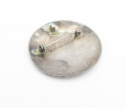 MEXICO 925 Sterling Silver  Vintage Abalone Shell Floral Brooch Pin  BP1348