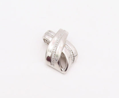 925 Sterling Silver Vintage Pendant Genuine Diamonds Intertwined Charm  PT25857