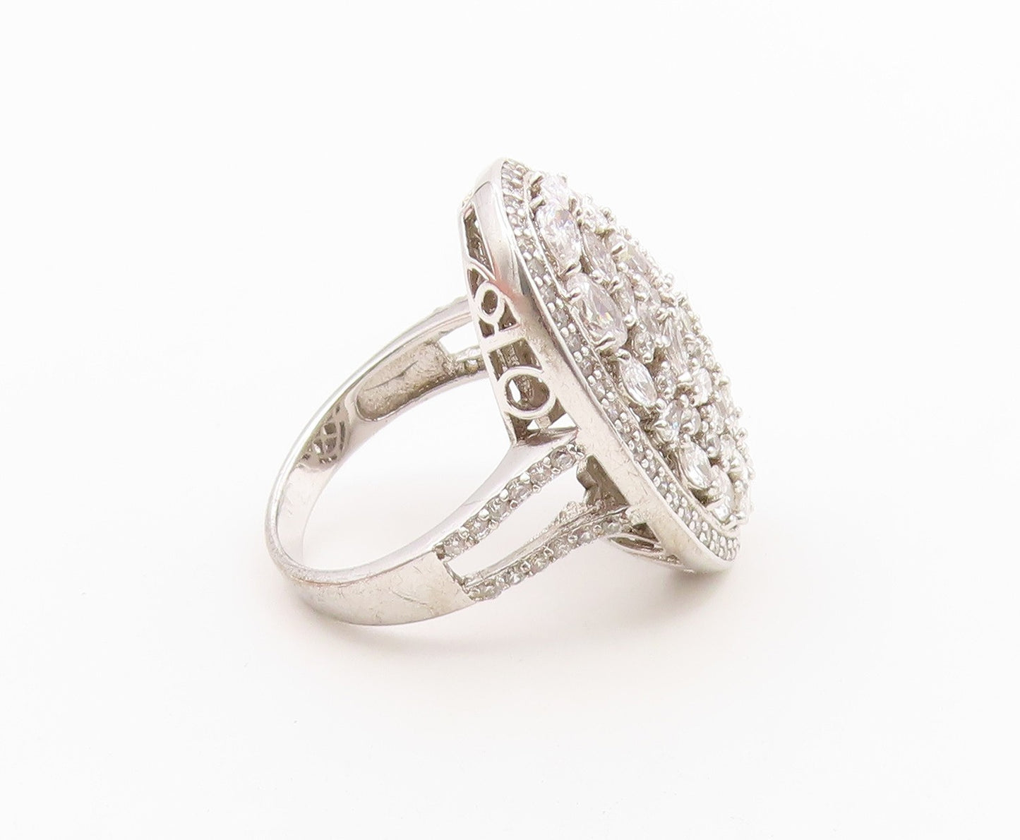 925 Sterling Silver Vintage Ring Multi Shape CZ Cluster Band  Sz 11.5  RG36640
