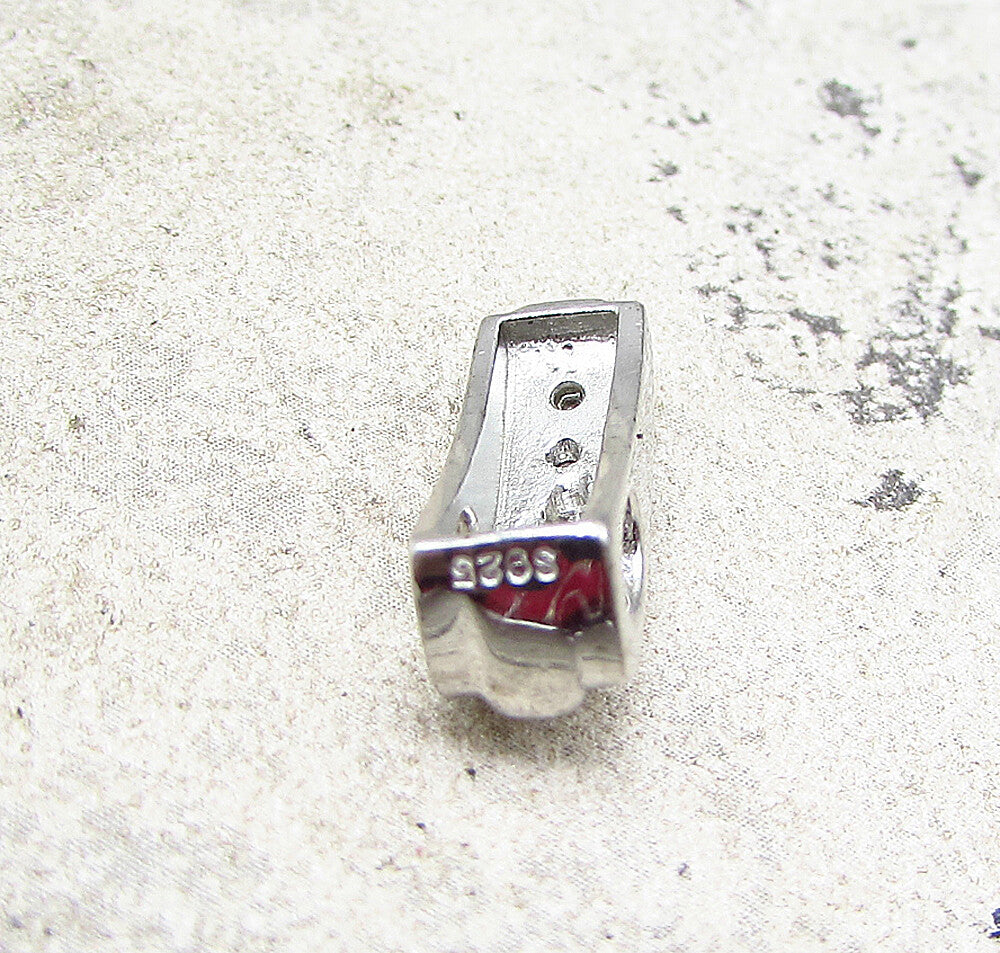925 Sterling Silver  White Cubic Zirconia Linear Slider Pendant  PT1511
