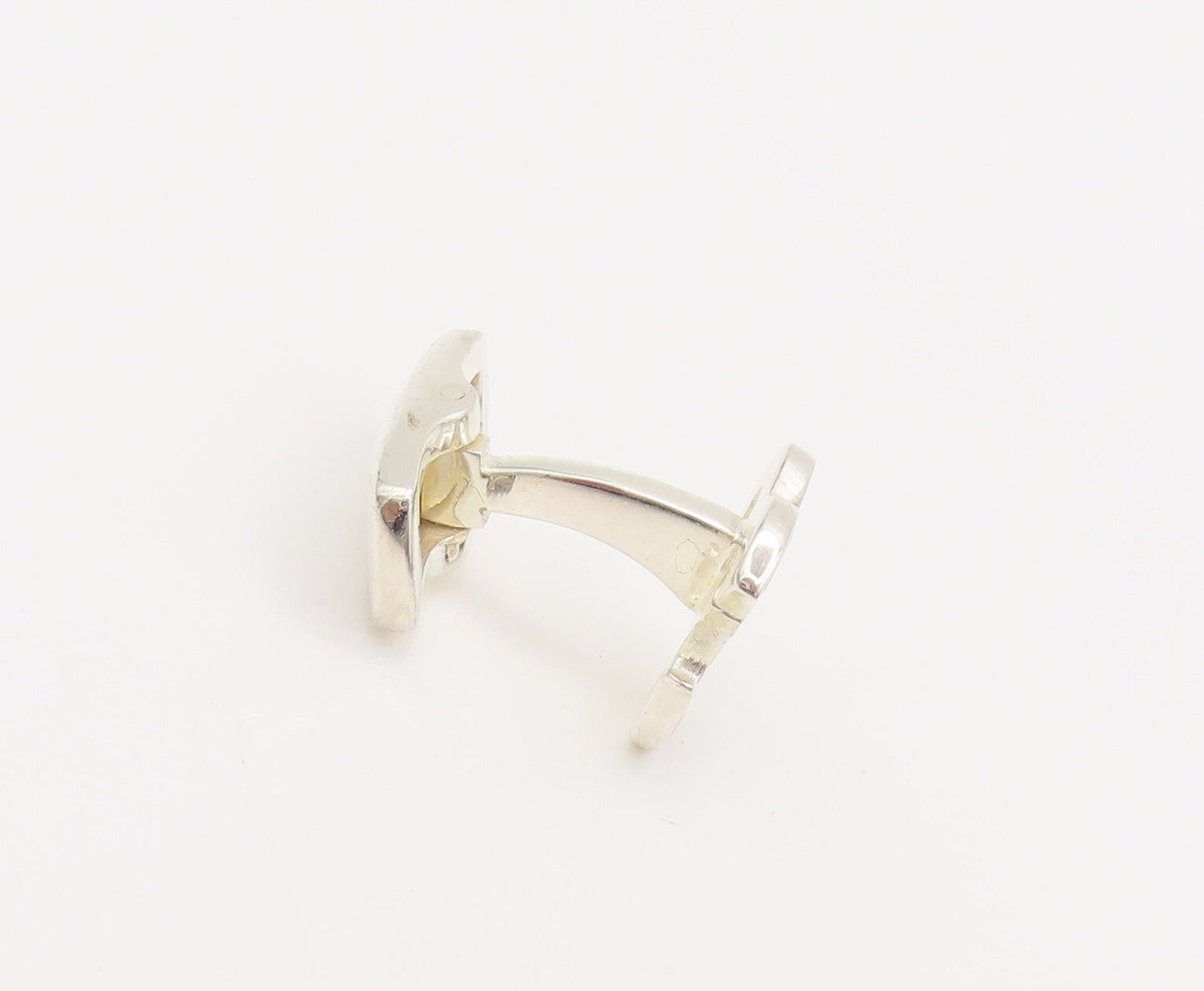 925 Sterling Silver  Vintage Minimalist Carved OM Solid Cuff Links   TR3638