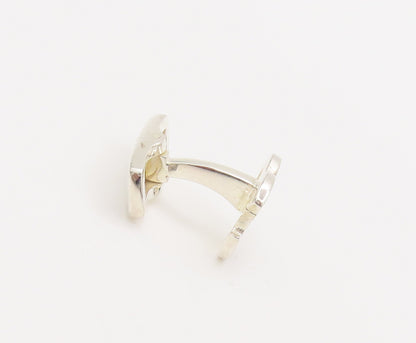 925 Sterling Silver  Vintage Minimalist Carved OM Solid Cuff Links   TR3638