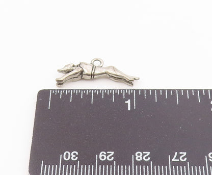 925 Sterling Silver  Vintage Shiny Running Jaguar Animal Pendant  PT20002