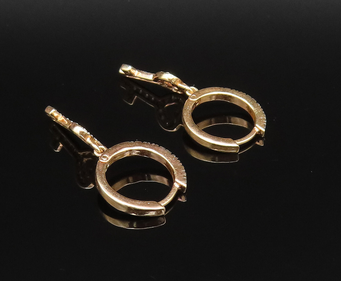 925 Silver  Vintage Gold Plated Genuine Diamonds Love Key Earrings  EG12071
