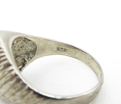 925 Sterling Silver  Vintage Dark Tone Etched Dome Band Ring Sz 8.5  RG5553