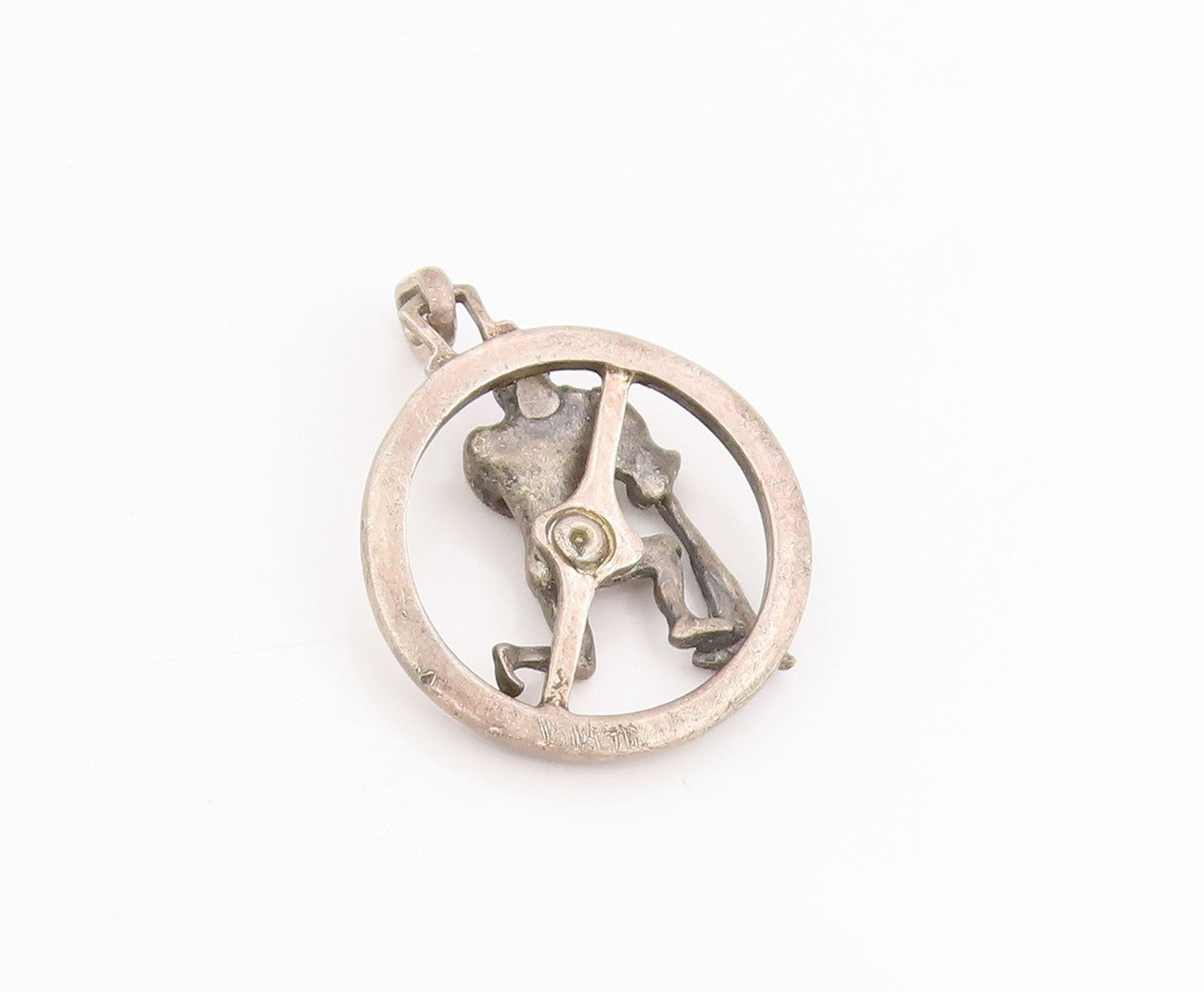 925 Sterling Silver Vintage Pendant Aquarius Celestial Zodiac Medallion  PT25610