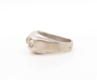 925 Sterling Silver Vintage Ring Antique Design Topaz Inlay  Sz 10.5  RG31438