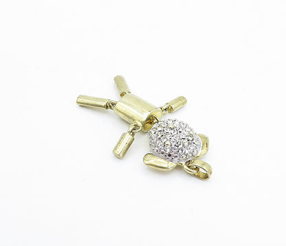 925 Sterling Silver  Vintage Cubic Zirconia Linked Figure Drop Pendant  PT3008