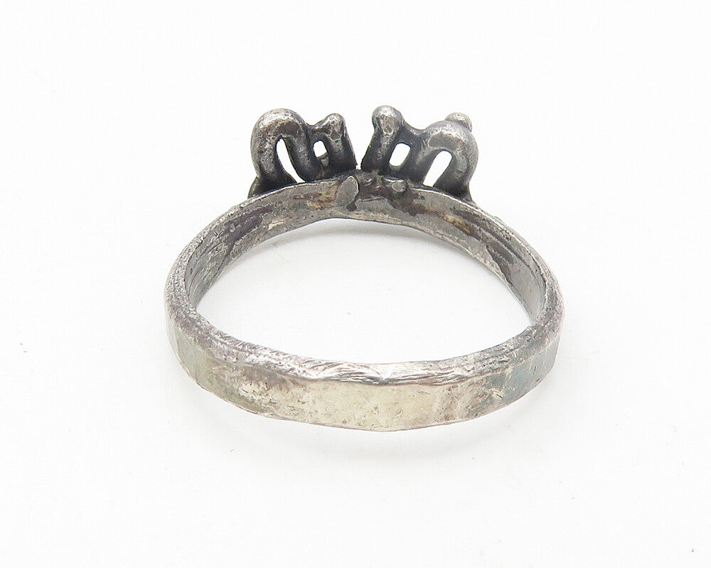 925 Sterling Silver  Vintage Oxidized Hammered Detail Band Ring Sz 7  RG10913