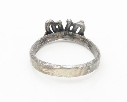 925 Sterling Silver  Vintage Oxidized Hammered Detail Band Ring Sz 7  RG10913