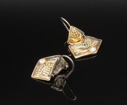925 Silver  Vintage Flying Bird & Single Cubic Zirconia Drop Earrings  EG12222