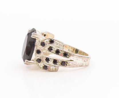 925 Sterling Silver Vintage Ring Black Sapphire Statement Band  Sz 6  RG35555