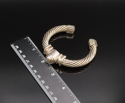 14K GOLD & 925 Silver  Vintage Twisted Ribbed Bead Ball Cuff Bracelet  BT9592