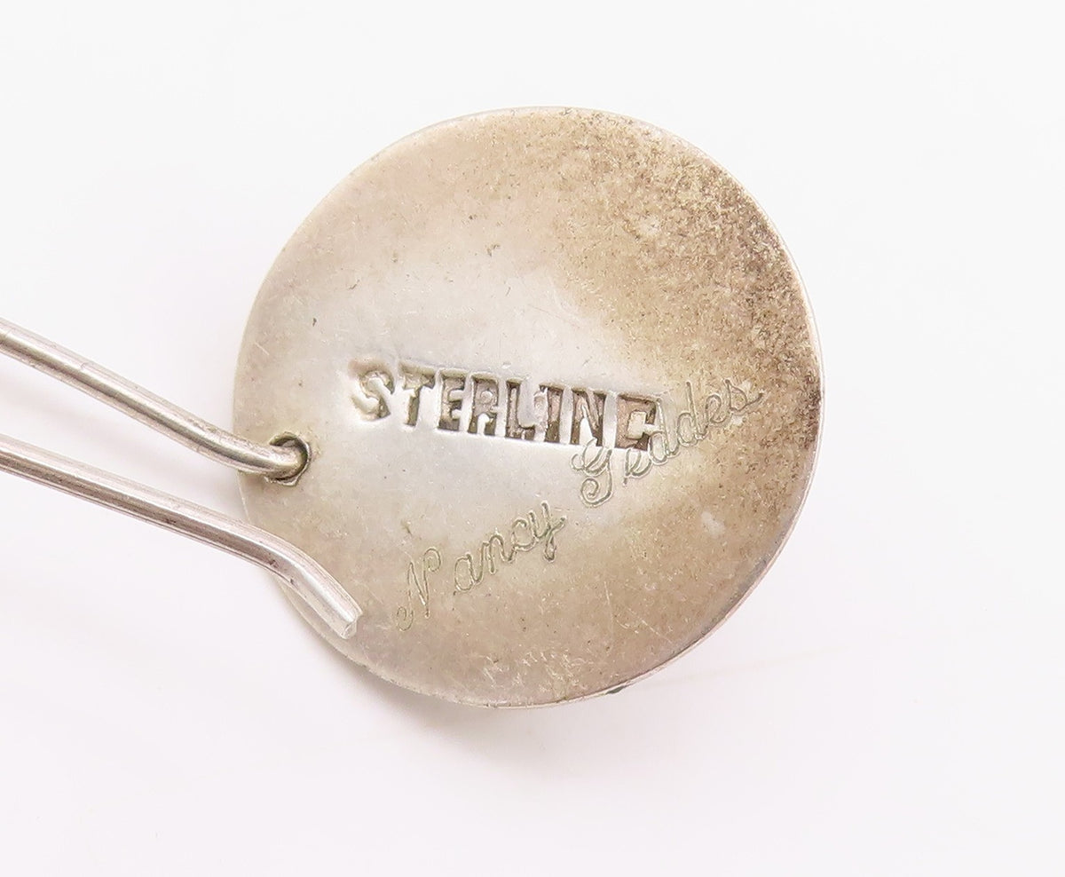 925 Sterling Silver Vintage Earrings NANCY GEDDES Drop Gemstone  EG13620