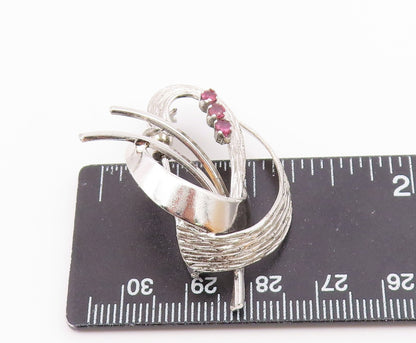 925 Sterling Silver  Vintage Pink Topaz Shiny Swirl Design Brooch Pin  BP4905