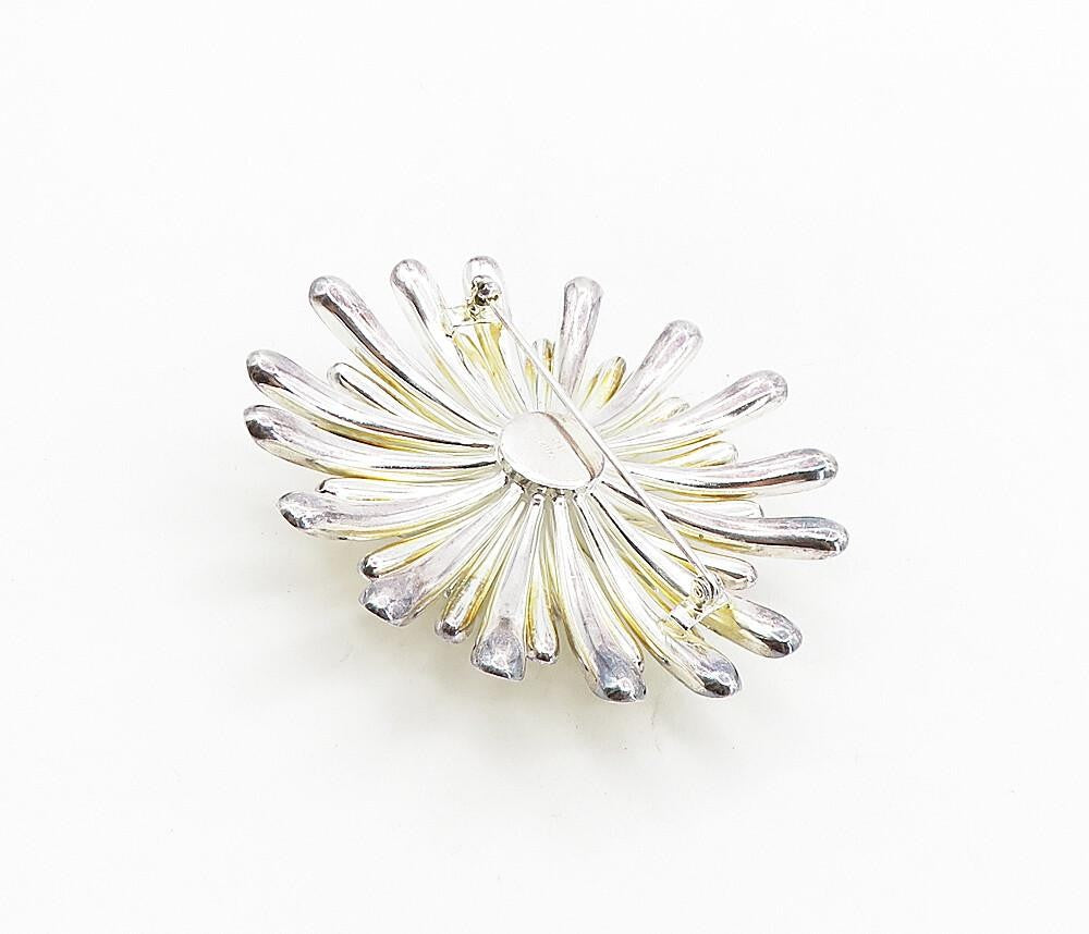 ZINA 925 Sterling Silver  Vintage Modernist Flower Motif Brooch Pin  BP3201