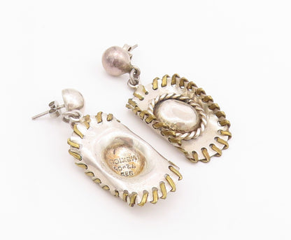 925 Sterling Silver Vintage Earrings MEXICO Dangling Cutout Cowboy Hat  EG13624
