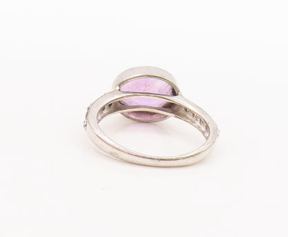 925 Sterling Silver Vintage Ring Oval Cut Amethyst Topaz Band  Sz 6.5  RG29705