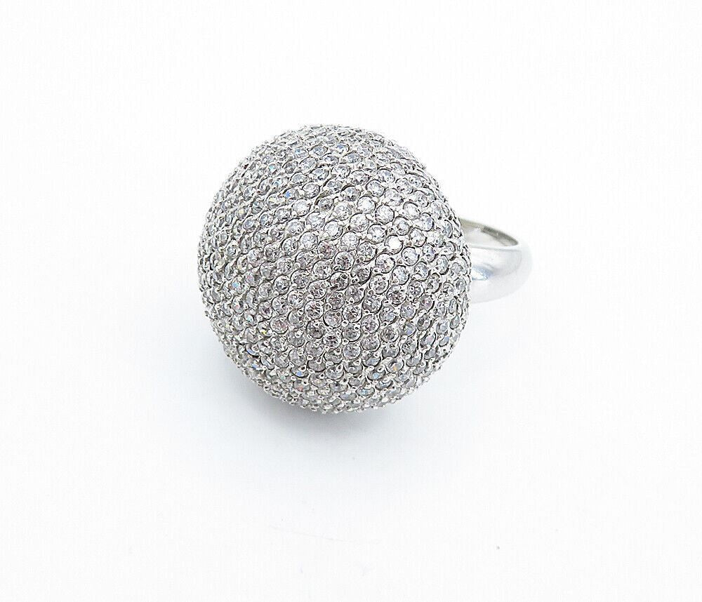 925 Sterling Silver Cubic Zirconia Encrusted Dome Cocktail Ring  Sz 8.5  RG6759