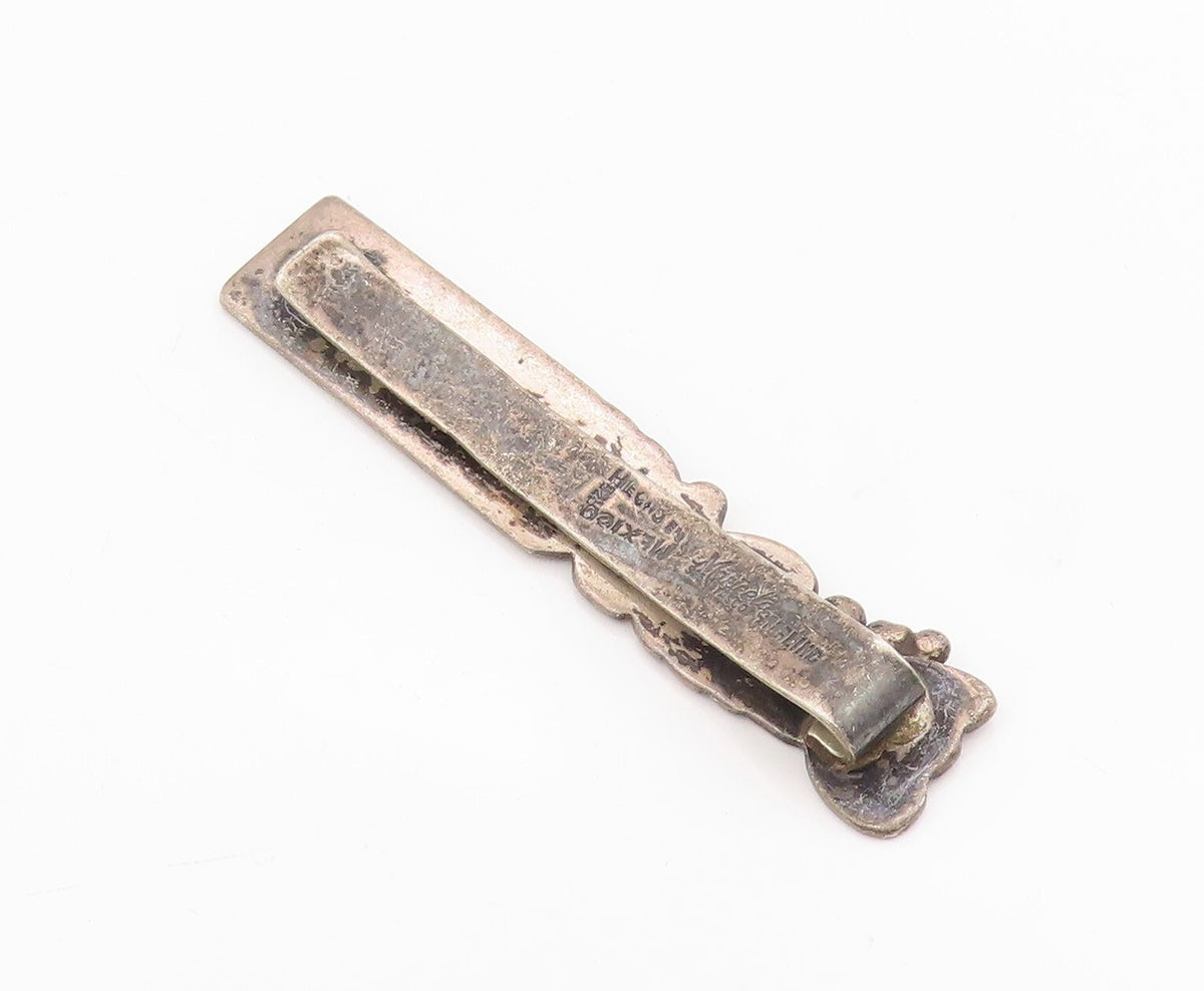 925 Sterling Silver Vintage Tie Clip MARICELA Dark Tone Swirly Carved  TR3852
