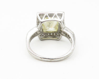 925 Sterling Silver  Shiny Cubic Zirconia Square Cocktail Ring Sz 9  RG10835