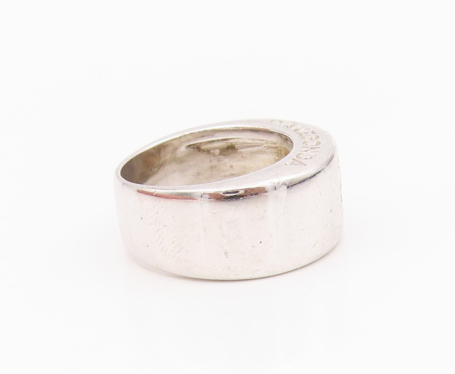 925 Sterling Silver Vintage Ring PIANEGONDA Carved Wide Band Sz 7  RG33083