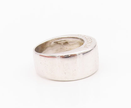 925 Sterling Silver Vintage Ring PIANEGONDA Carved Wide Band Sz 7  RG33083