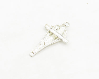 925 Sterling Silver  Vintage Shiny Smooth Religious Cross Pendant  PT15235