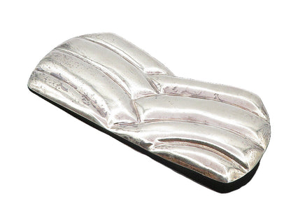 MEXICO 925 Sterling Silver  Vintage Shiny Chevron Pattern Brooch Pin  BP3145