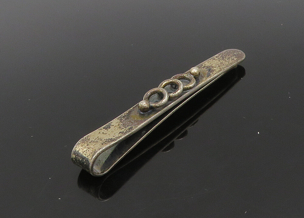 COF DENMARK 925 Sterling Silver  Vintage Oxidized Rustic Tie Clip  TR3129