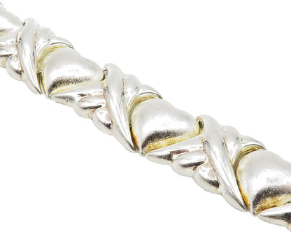 925 Sterling Silver  Shiny XO Hugs & Kisses Heart Link Chain Bracelet  BT5189