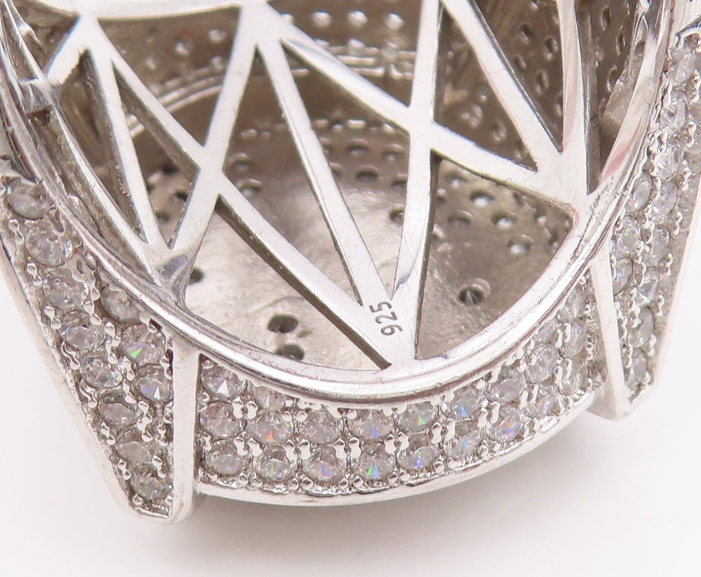 925 Sterling Silver Vintage Ring CZ Allah Arabic Calligraphy Band Sz 11 RG34545