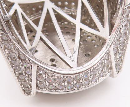 925 Sterling Silver Vintage Ring CZ Allah Arabic Calligraphy Band Sz 11 RG34545