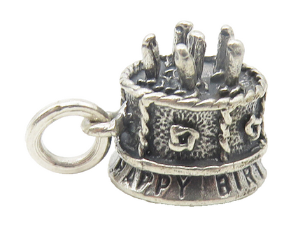 925 Sterling Silver  Vintage Petite Happy Birthday To You Cake Pendant  PT8685