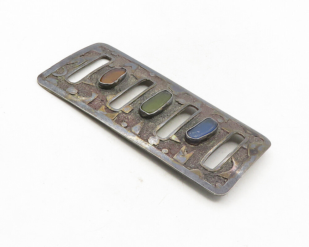 ISRAEL 925 Silver  Vintage Handmade Topaz Peridot & Citrine Pendant  PT6657