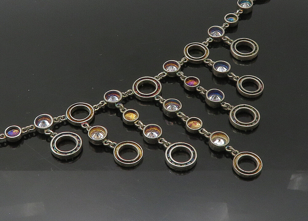 TONI 925 Sterling Silver  Vintage Cubic Zirconia Chain Necklace  NE3640