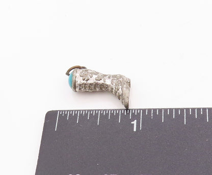 925 Sterling Silver Vintage Pendant Turquoise Floral Cow Boy Boot Charm  PT24756
