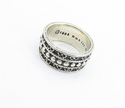 MMA 925 Sterling Silver  Vintage Oxidized Swirl Detail Band Ring Sz 6.5 RG5802