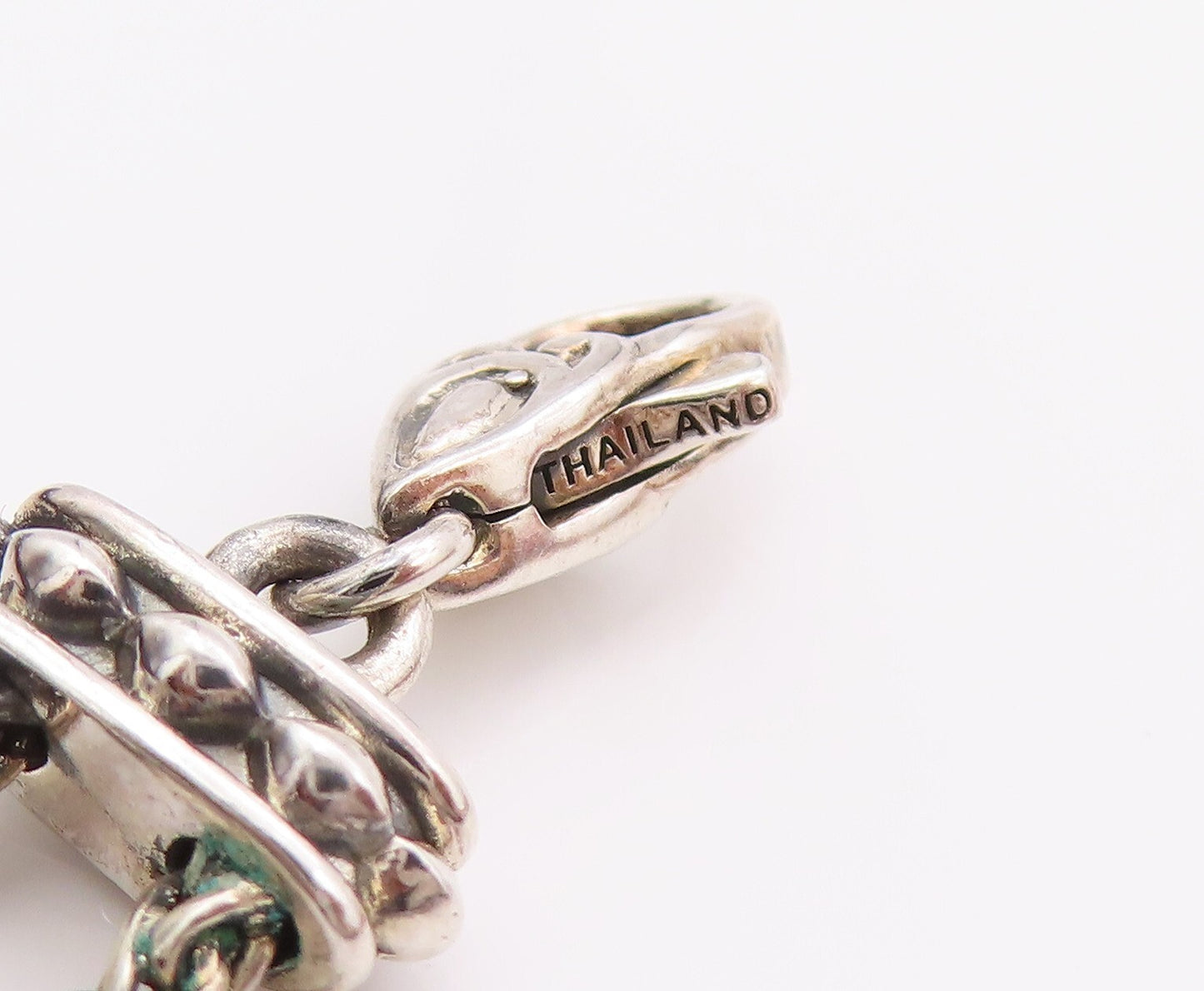 14k Gold 925 Sterling Silver Vintage Bracelet Round Floral Cut Chained  BT11091