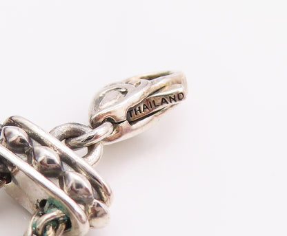 14k Gold 925 Sterling Silver Vintage Bracelet Round Floral Cut Chained  BT11091