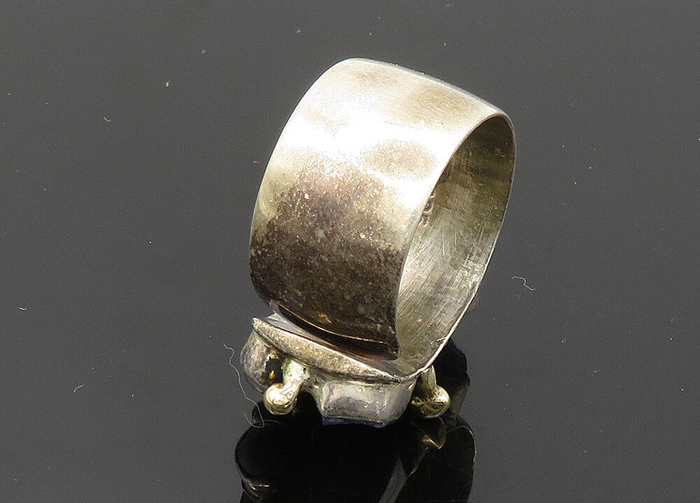 LILLY BARRACK 925 Silver & 14K GOLD  Vintage Tanzanite Band Ring Sz 8  RG20013