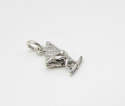 925 Sterling Silver  Vintage Wind Surfing Charm Pendant  PT1915