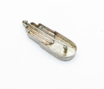 CHARLES KRYPELL 925 Silver  Vintage Dark Tone Fluted Design Brooch Pin  BP2671