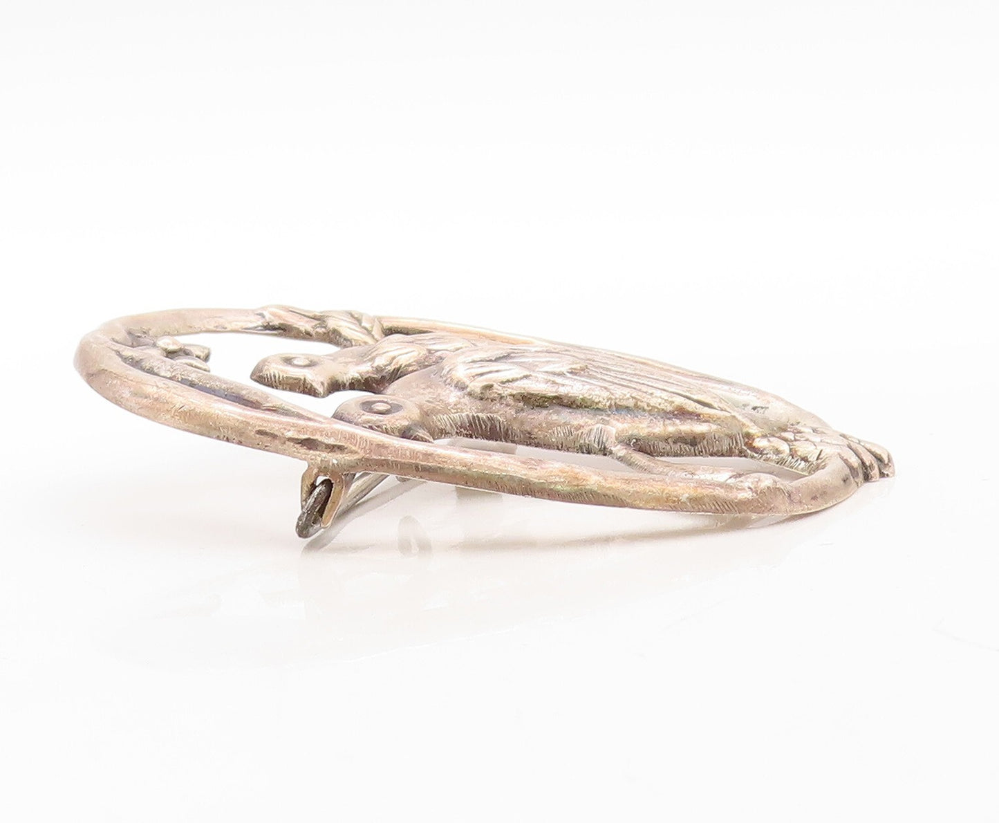 925 Sterling Silver Vintage Brooch Pin MEXICO Solid Cutout Love Birds  BP11261