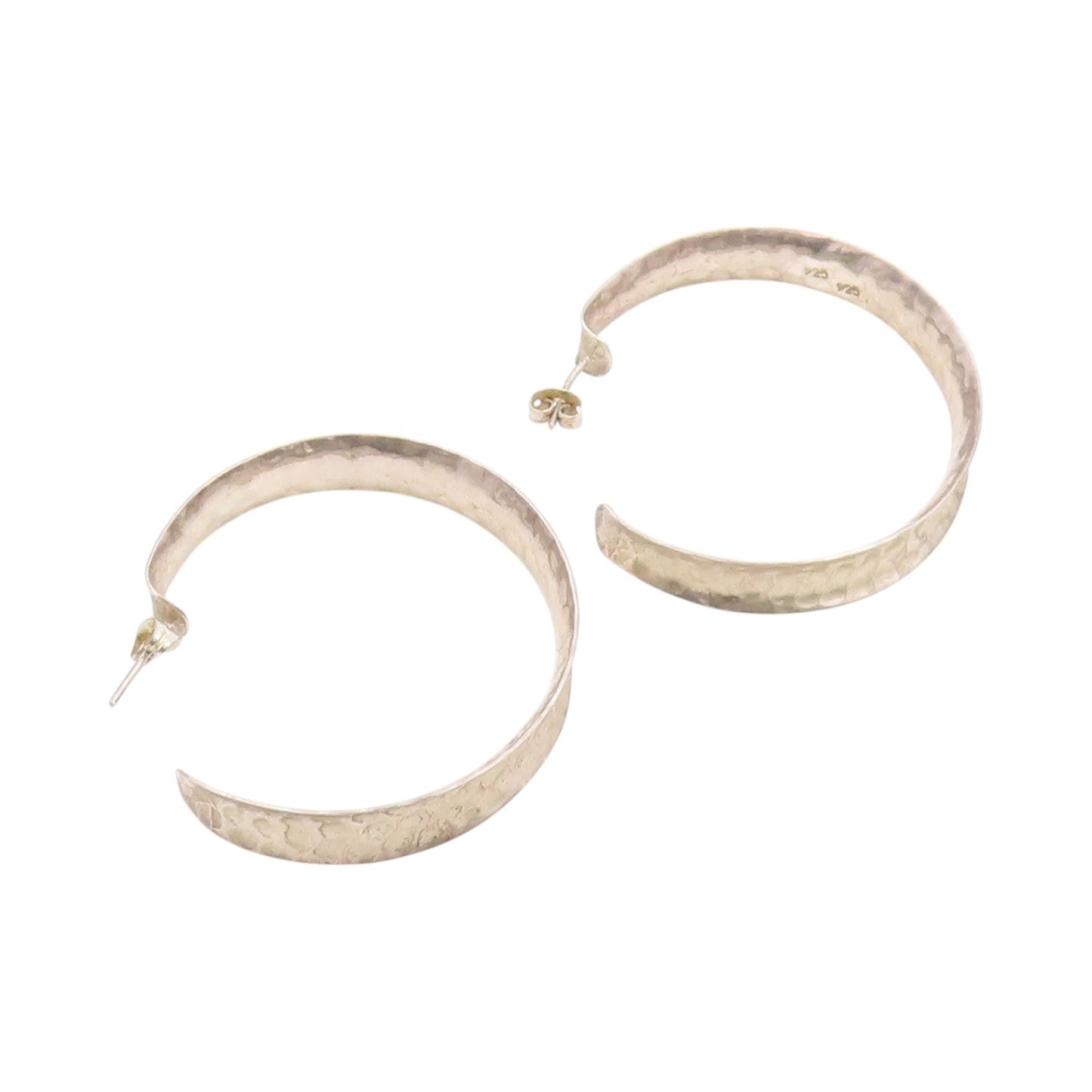 925 Sterling Silver Vintage Earrings Minimalist Large Open Hoops  EG13561