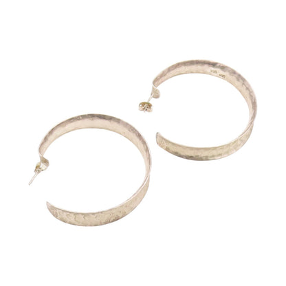 925 Sterling Silver Vintage Earrings Minimalist Large Open Hoops  EG13561